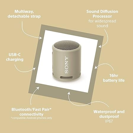 Sony Light Grey Waterproof Wireless Bluetooth Speaker with EXTRA BASS [Tech & Turntables]