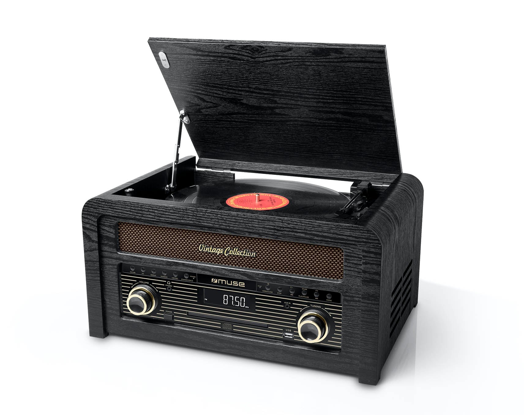 Muse Micro System CD w/ Turntable 20W - Black wood [Tech & Turntables]