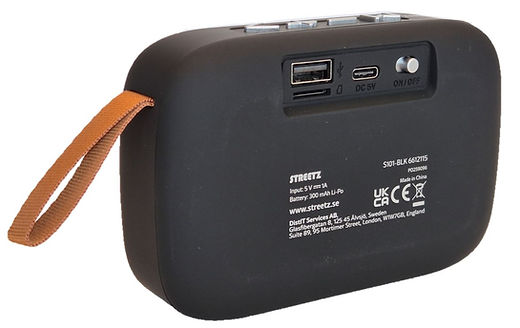 Streetz S101 Portable Bluetooth Speaker, USB/TF/FM, Black [Tech & Turntables]