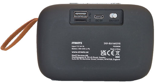 Streetz S101 Portable Bluetooth Speaker, USB/TF/FM, Black [Tech & Turntables]